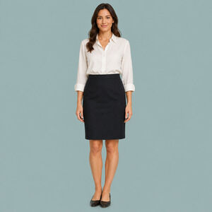 Brooks Brothers Size 14 Navy Blue Tailored Wool Lycra Pencil Career Work Skirt